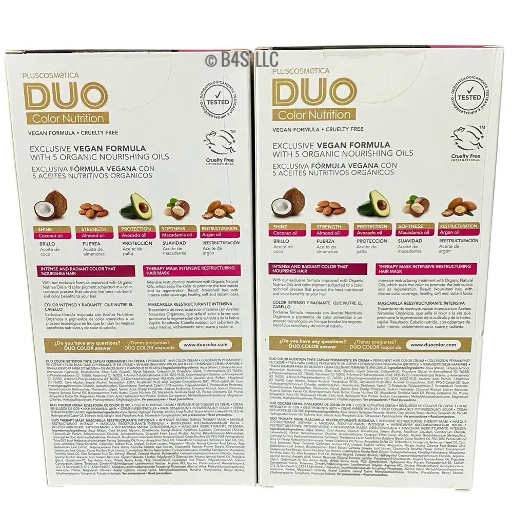 PlusCosmetica DUO Hair Dye 3 Dark Brown Permanent Color , 2 Pack, Exp 08/27